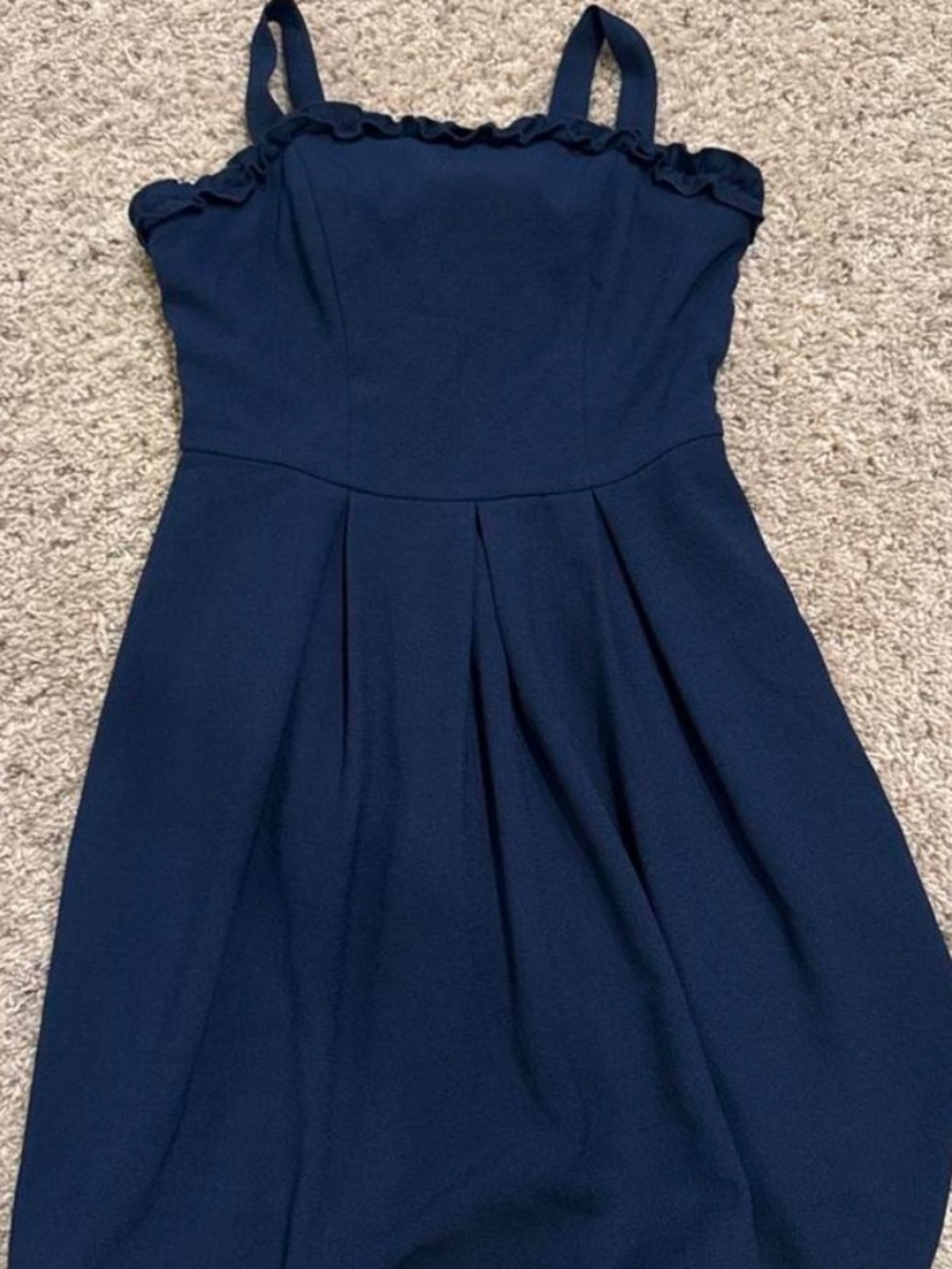 Speechless Navy Ruffle Strap Fit-and-Flare Dress